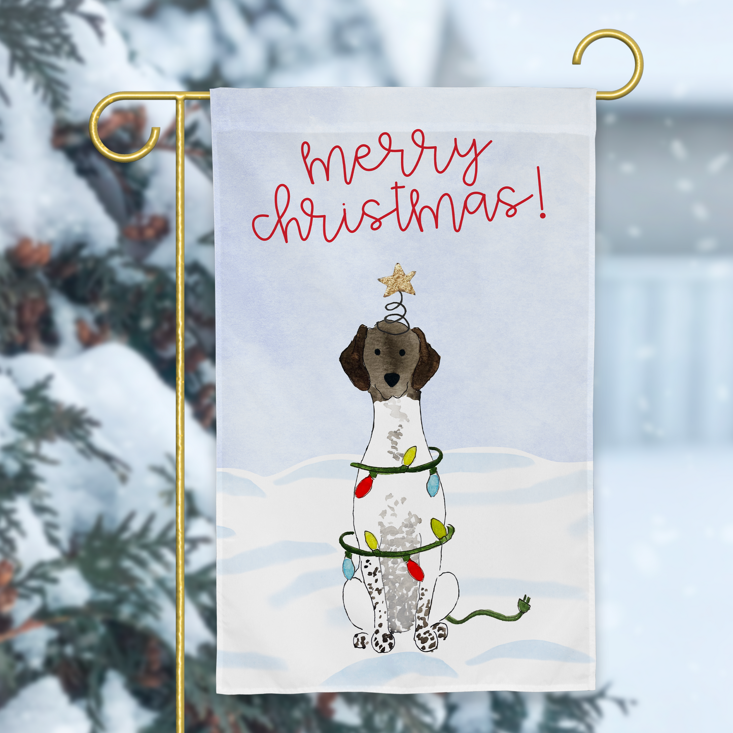 Festive Christmas German Shorthaired Pointer Garden Flag