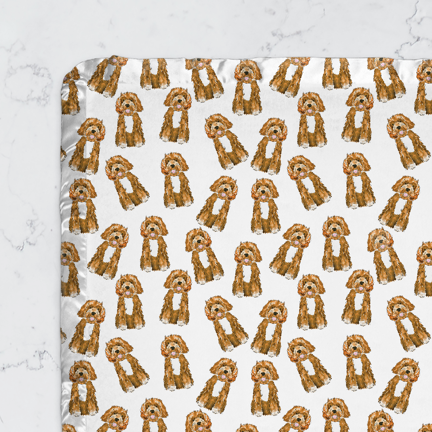 mini doodle baby blanket, minky baby blanket with satin trim, doodle baby gift, apricot doodle blanket, black doodle baby item, bernedoodle baby shower gift, goldendoodle swaddle alternative, labradoodle blanket for baby, soft baby blanket dog pattern, Aussiedoodle baby blanket, labradoodle baby blanket