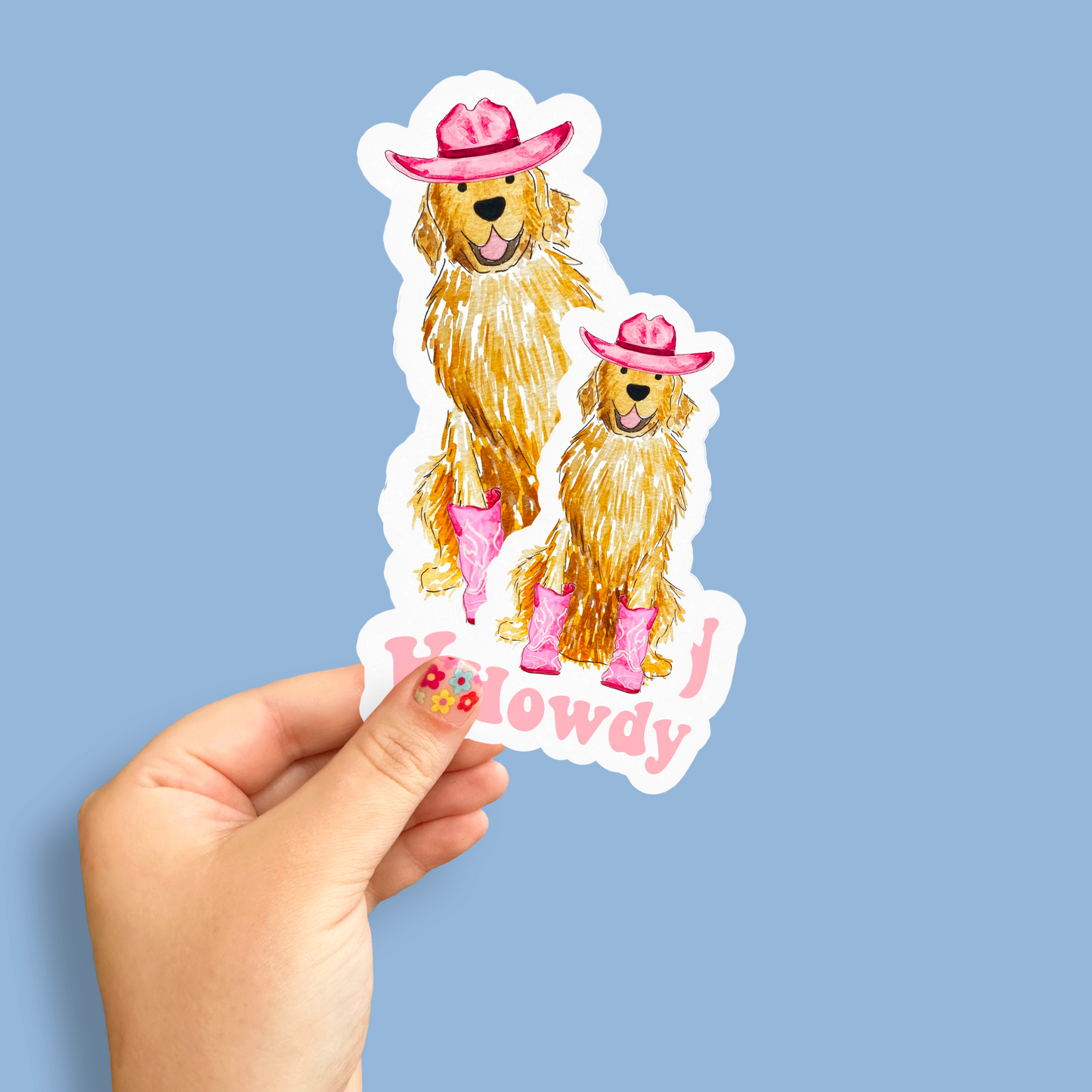 Howdy Cowgirl Golden Retriever Sticker Decal - 4" x 4"
