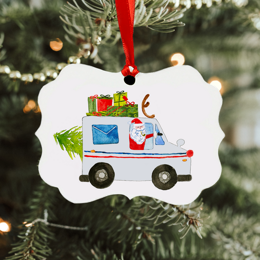 Christmas Delivery Driver Metal Ornament