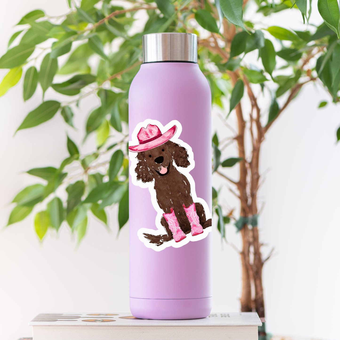 Howdy Cowgirl Brown Spaniel Stickers - 4" x 4"