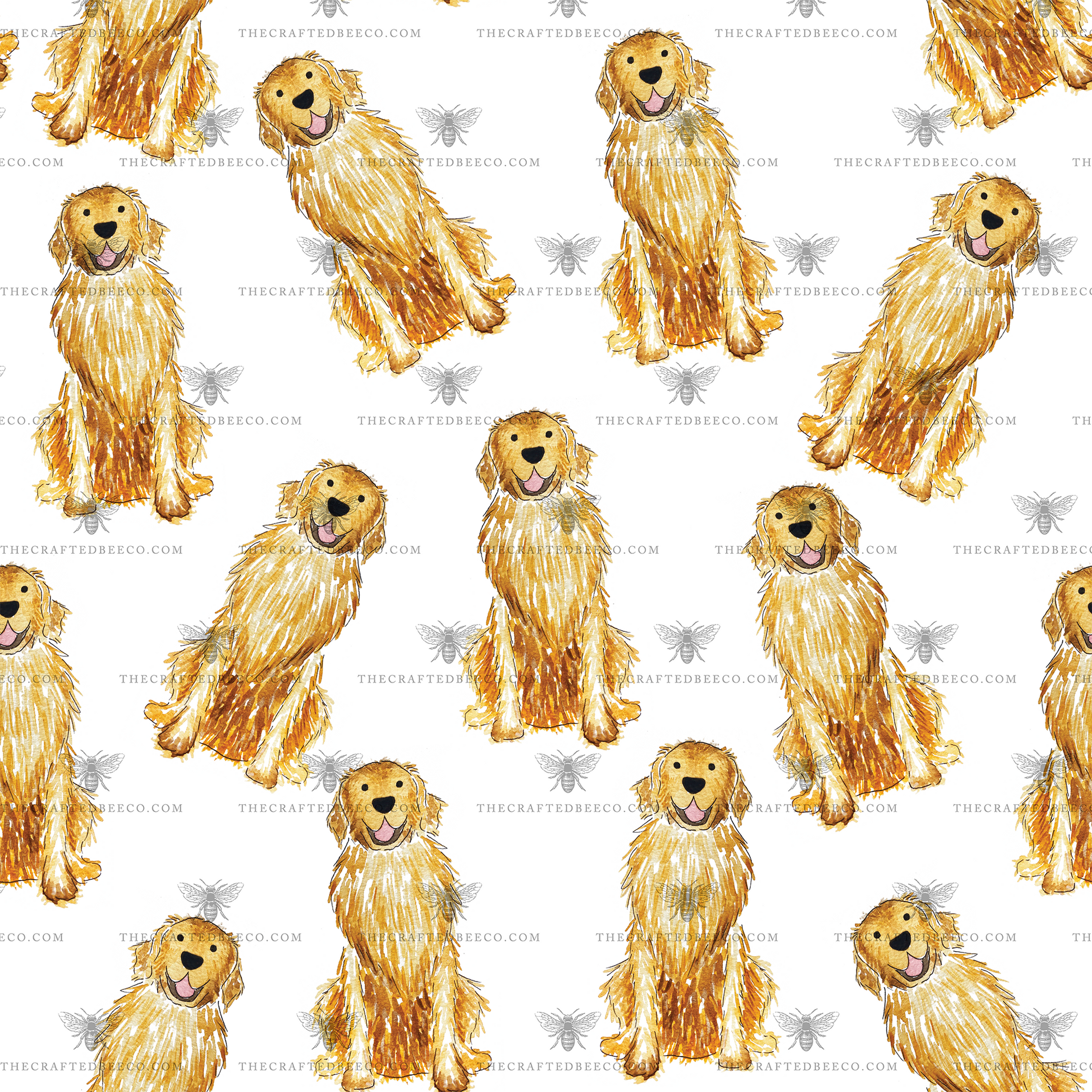 Close-up of golden retriever pattern on pajama pants