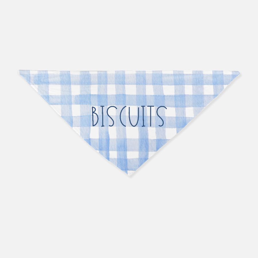 Personalized Blue Gingham Pet Bandana