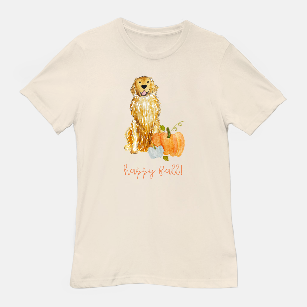 Fall Pumpkin Golden Retriever Unisex Tee