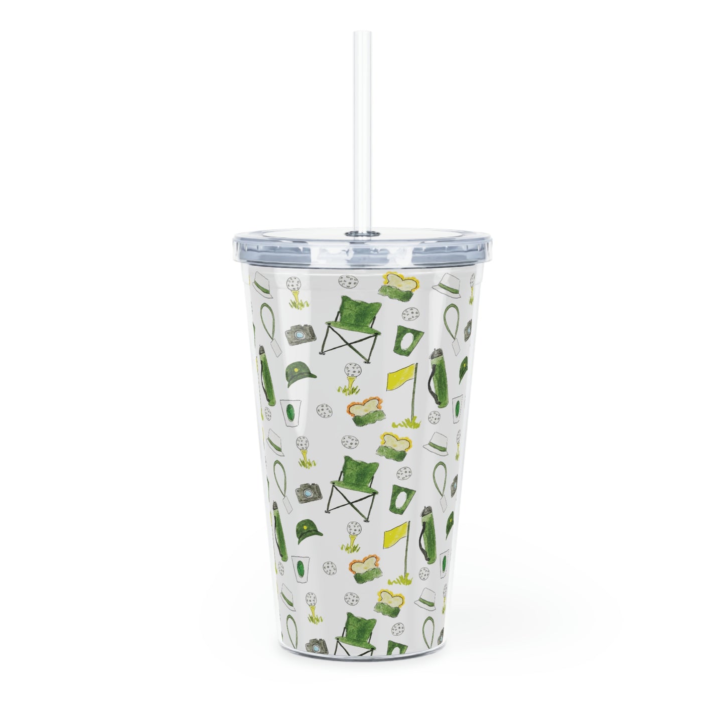 Golf Patron Pattern Plastic Tumbler with Straw