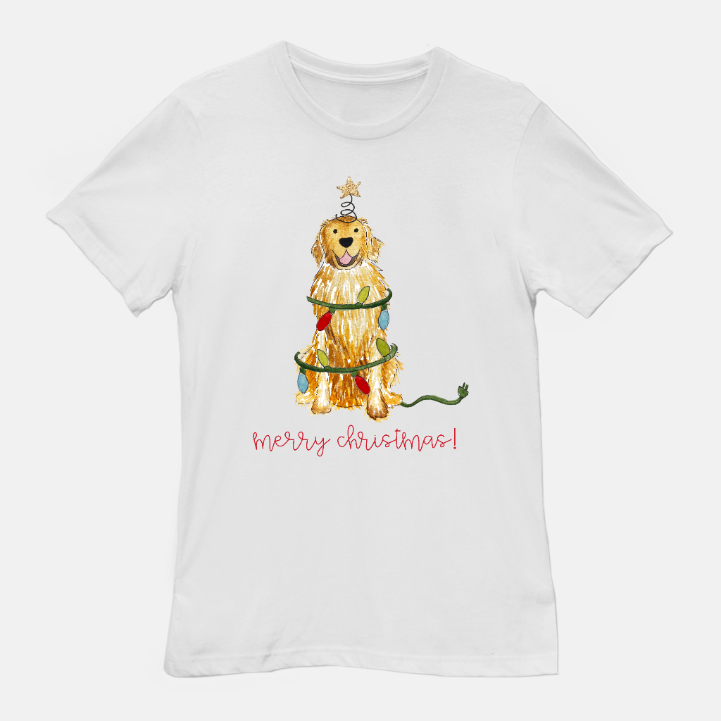 Festive Christmas Golden Retriever Unisex Tee