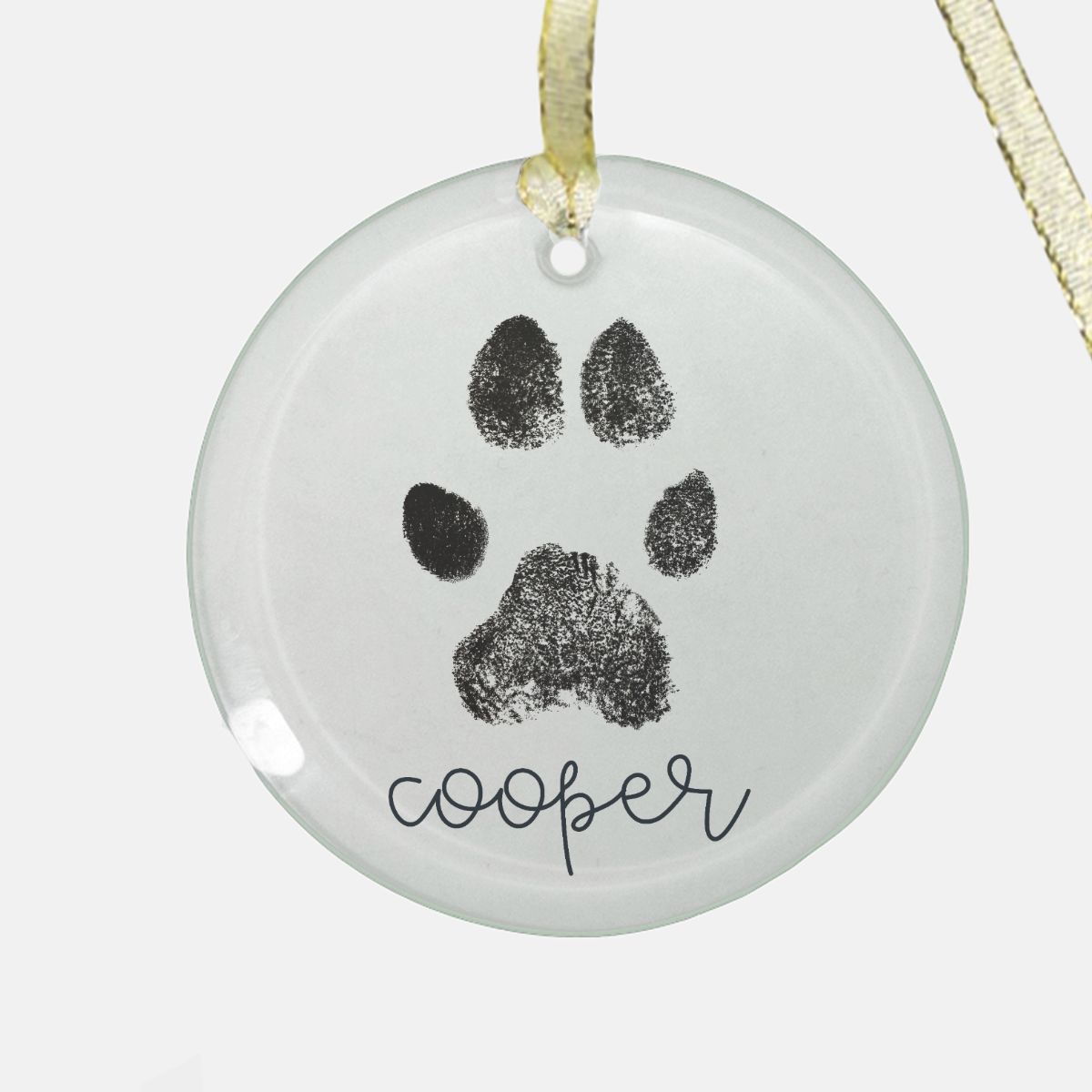 Paw Print Clear Glass Ornament