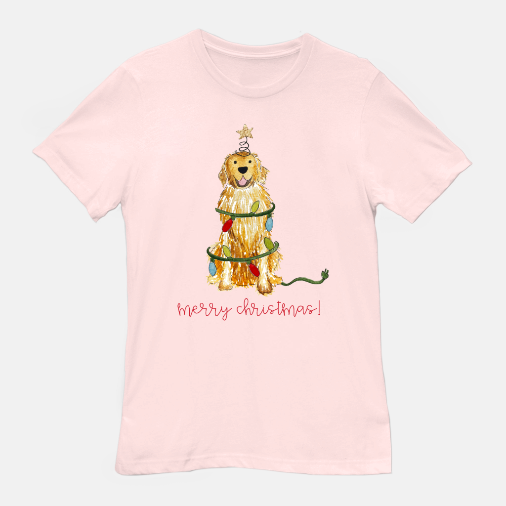 Festive Christmas Golden Retriever Unisex Tee