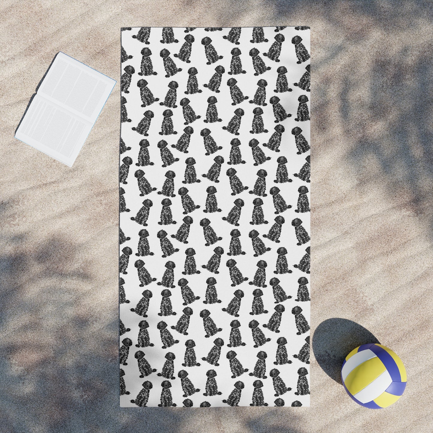 Black Doodle Beach Towel