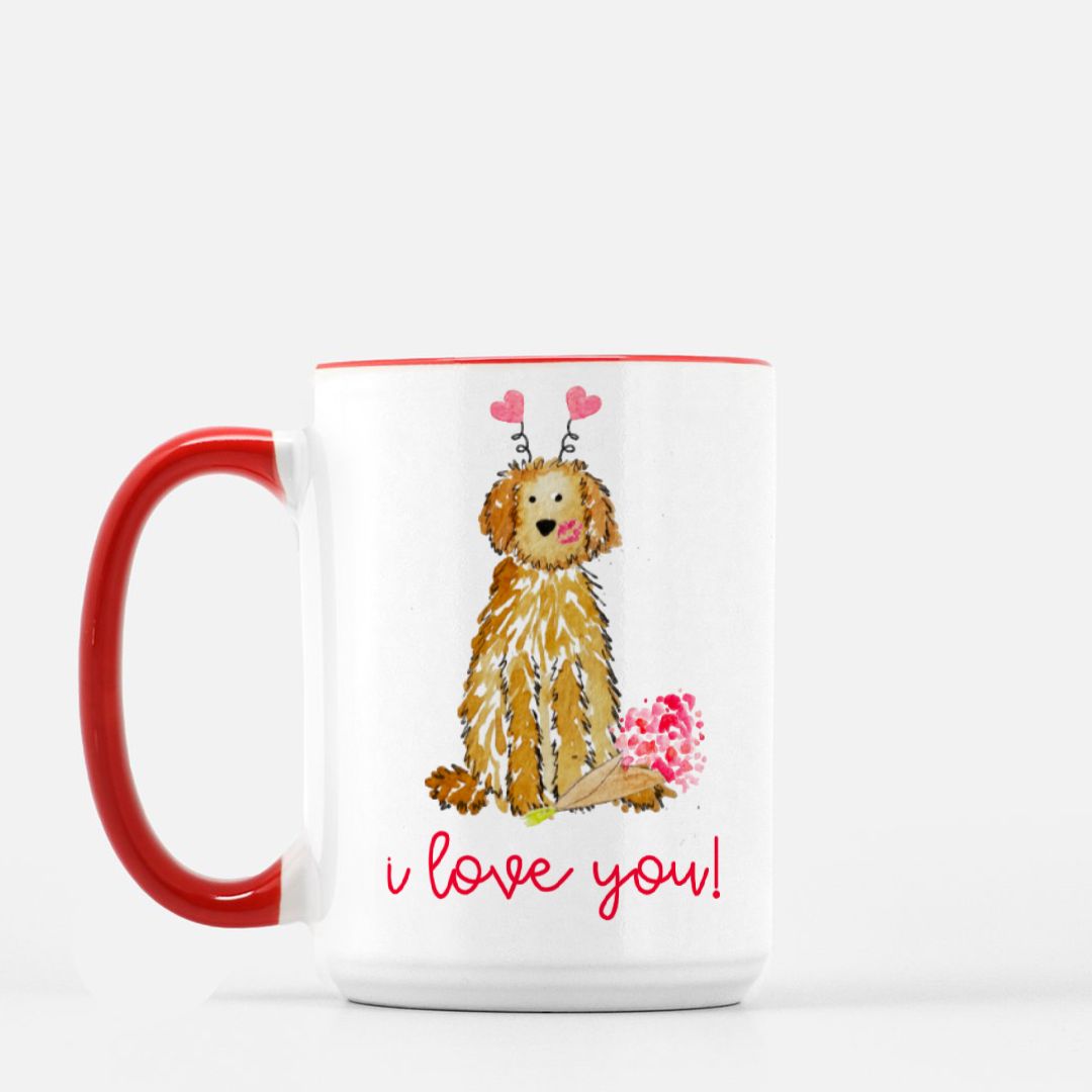 Apricot Lovey Dovey Doodle Mug