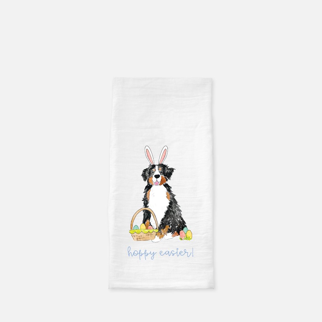 Bernese Mountain Dog Easter Funny Bunny Tea Towel