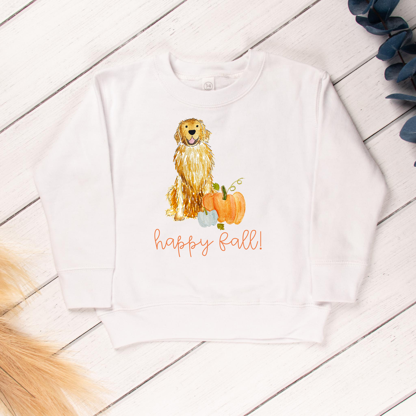 Fall Pumpkin Golden Retriever Toddler Sweatshirt