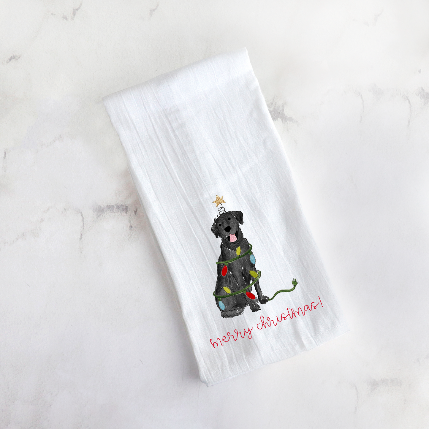 Festive Christmas Lab Tea Towel