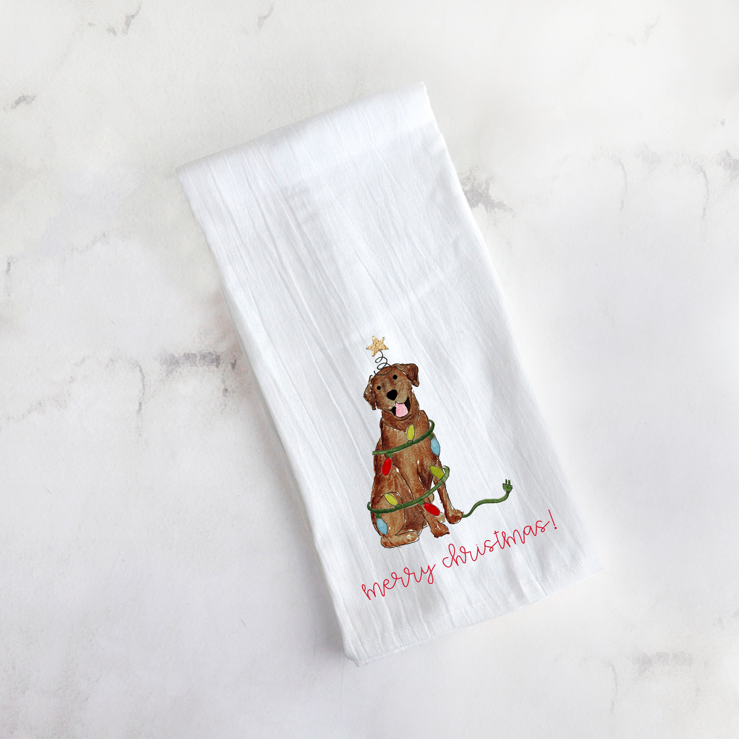 Festive Christmas Lab Tea Towel