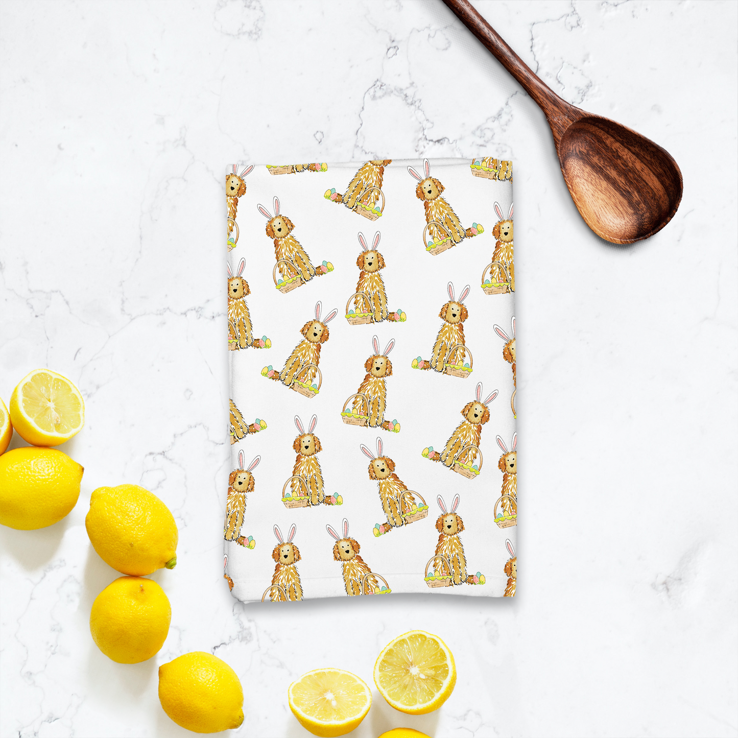 Funny Bunny Doodle Easter Hostess Towel