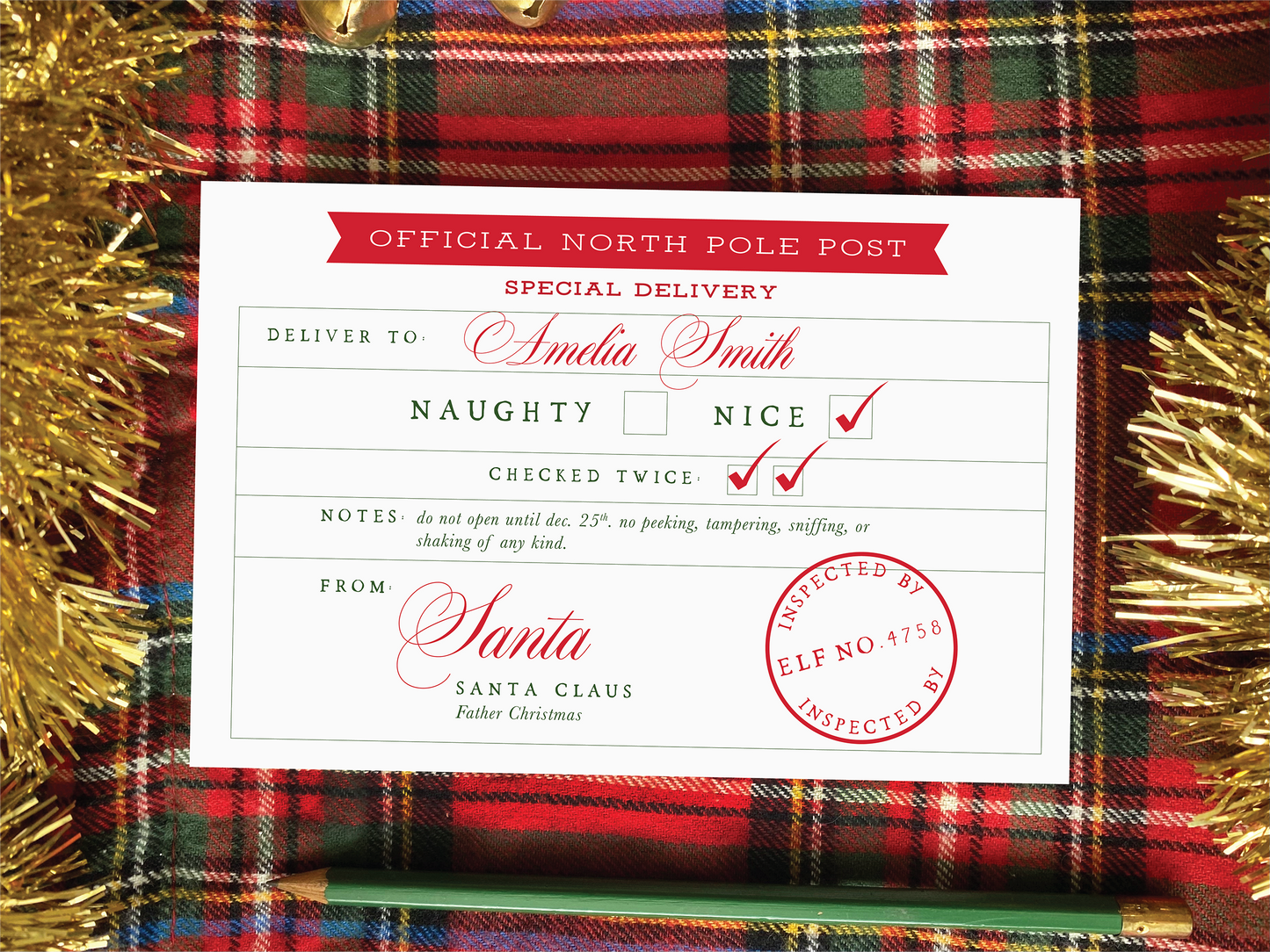 Custom Santa's Special Delivery Sticker or Card