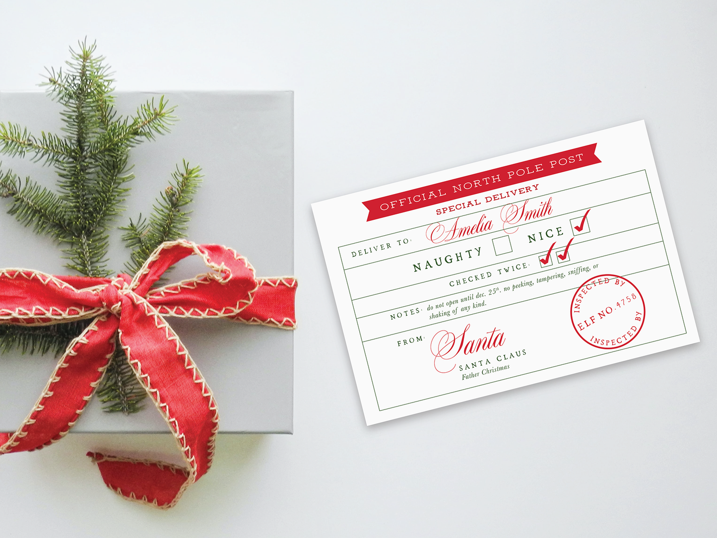 Custom Santa's Special Delivery Sticker or Card