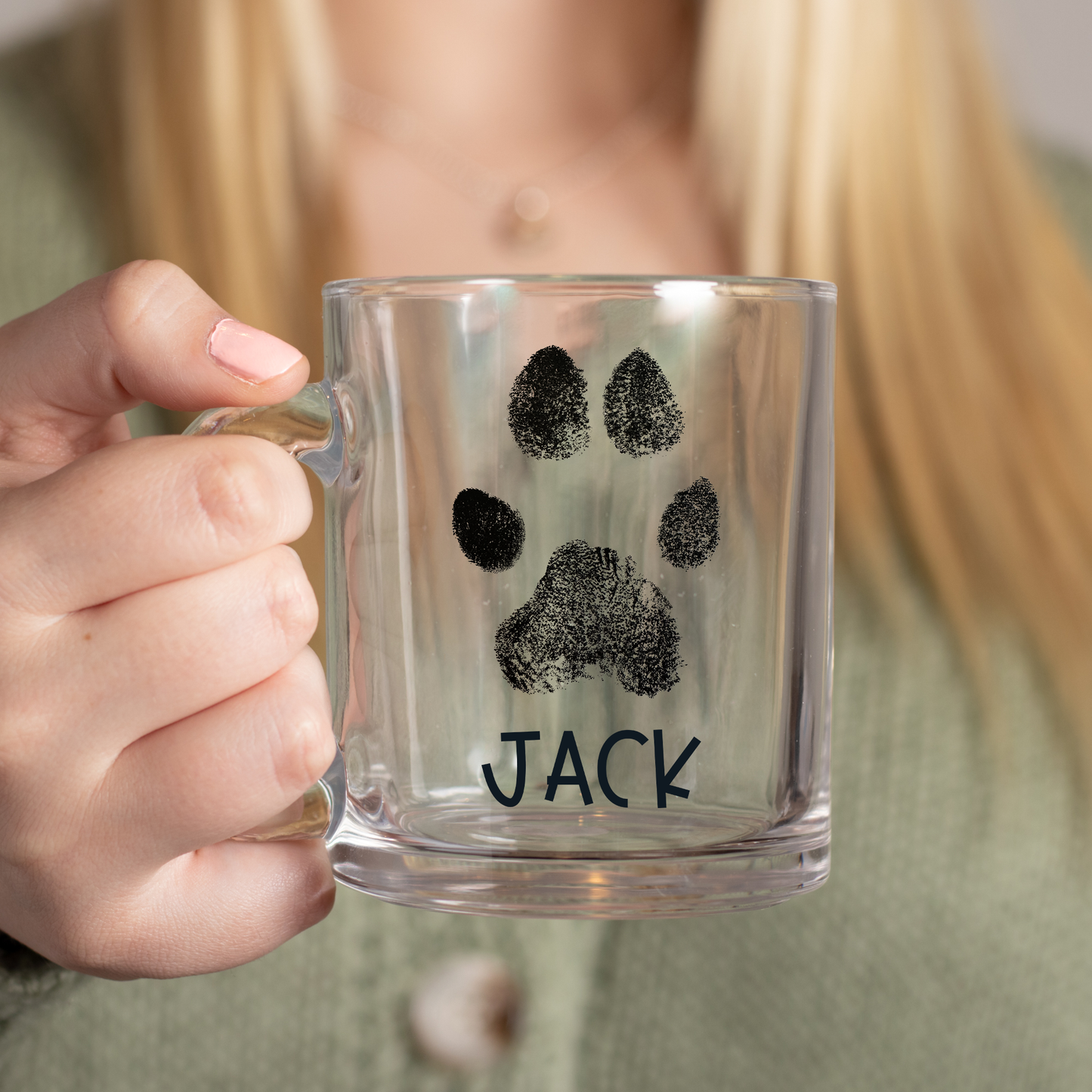 Paw Print Glass Mug