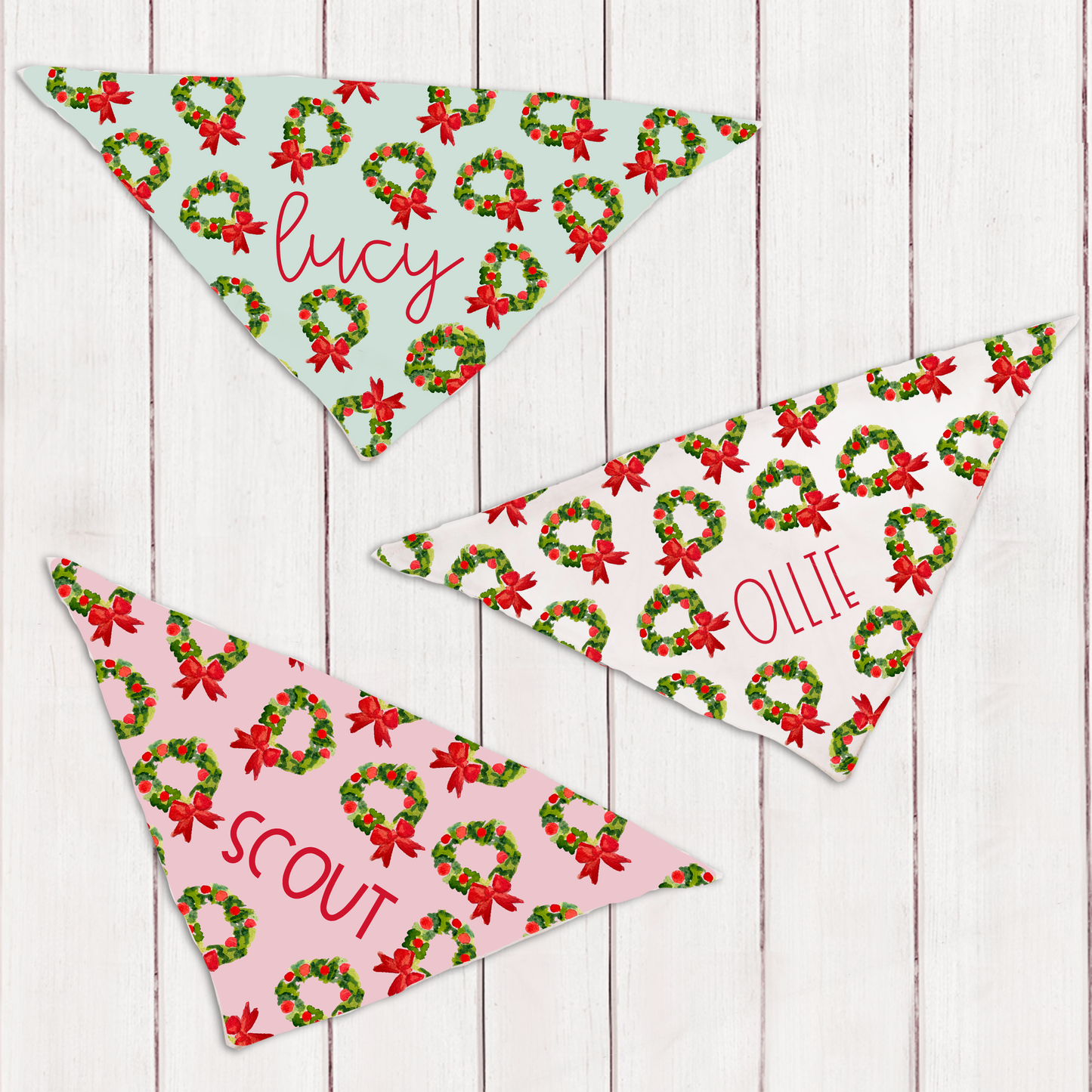 Personalized Watercolor Wreath Dog Bandana