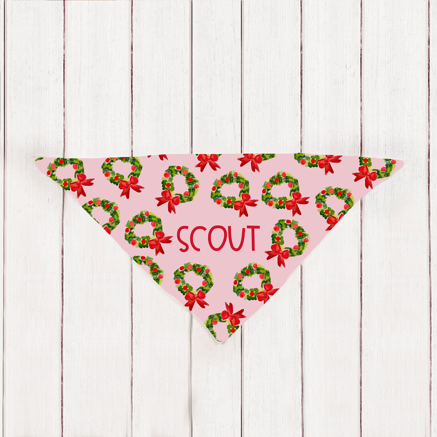 Personalized Watercolor Wreath Dog Bandana