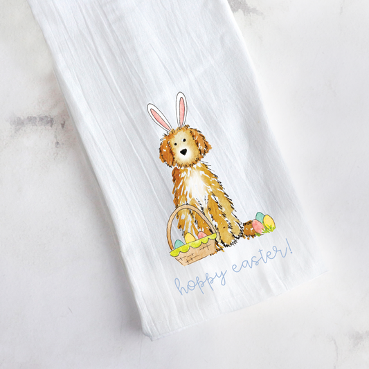 Easter Funny Bunny Doodle Tea Towel