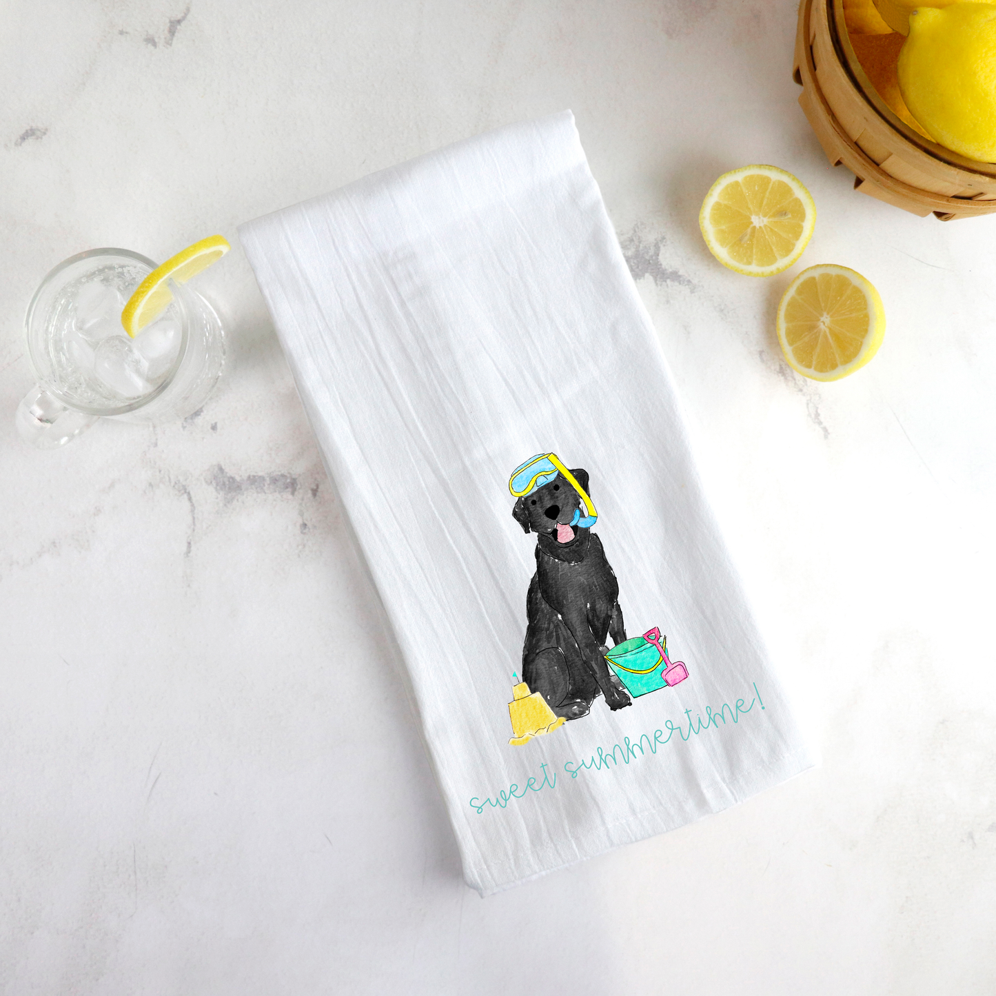 Sandy Summer Lab Tea Towel