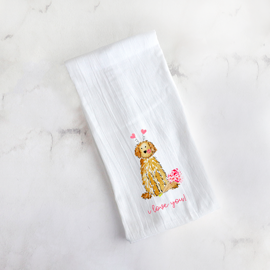 Lovey Dovey Doodle Tea Towel