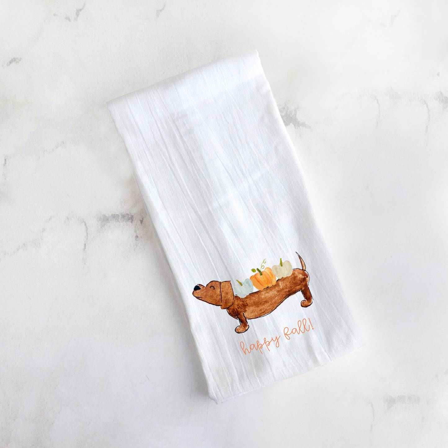 Fall Pumpkin Dachshund Tea Towel