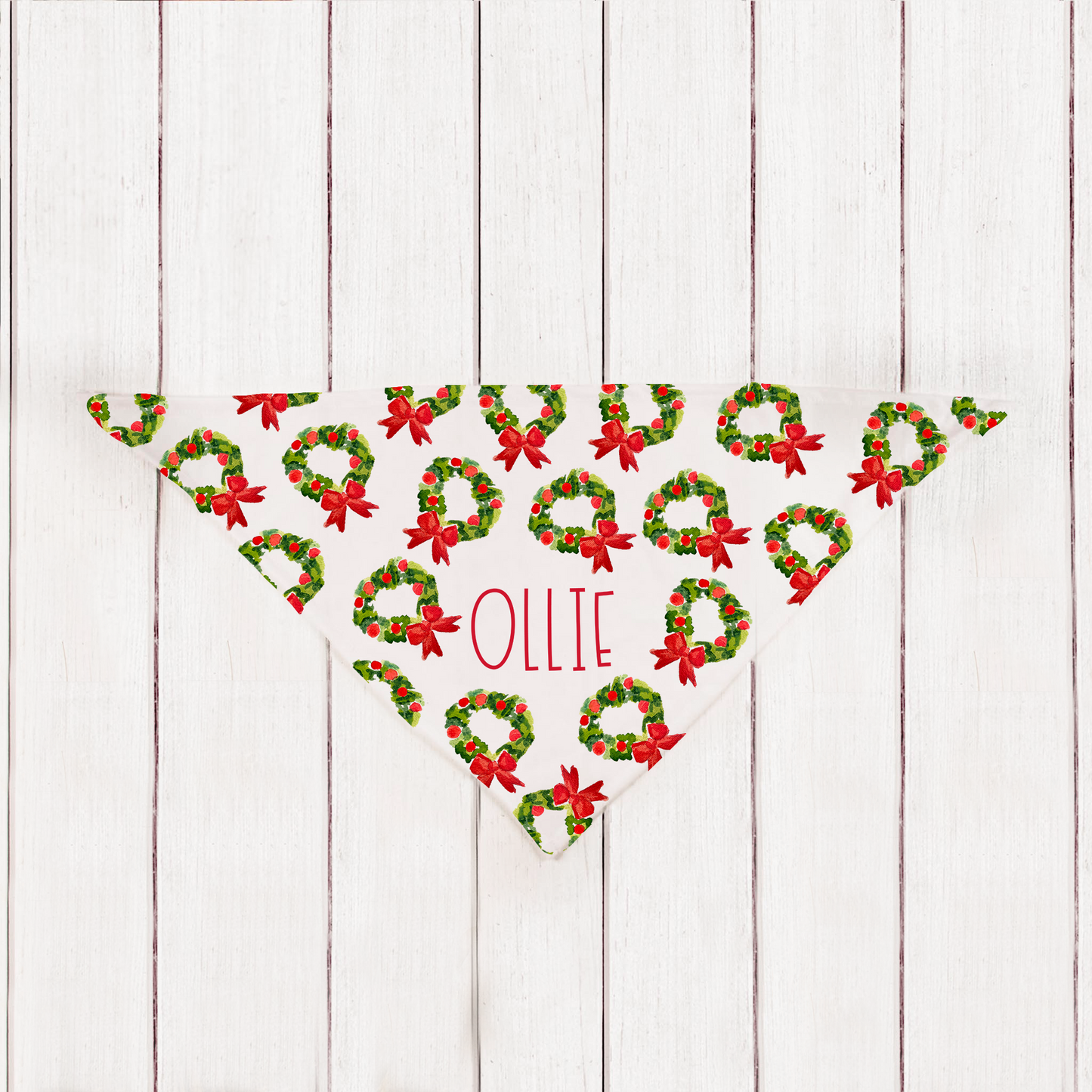 Personalized Watercolor Wreath Dog Bandana