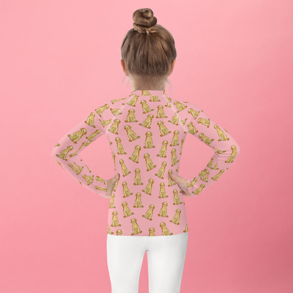 Apricot Doodle Kids Swim Rash Guard - Pink