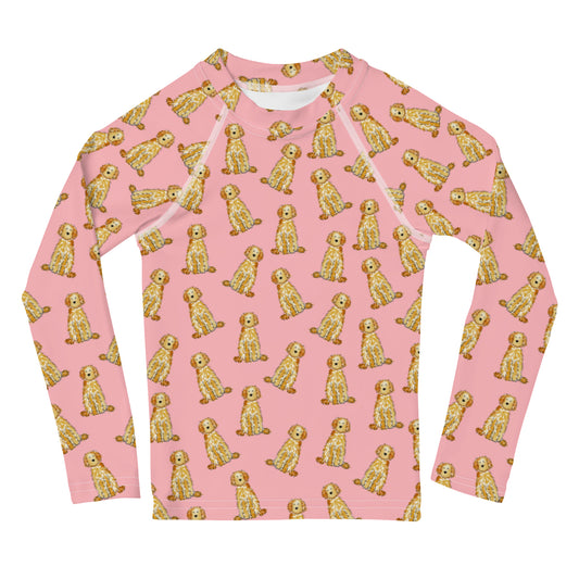 Apricot Doodle Kids Swim Rash Guard - Pink