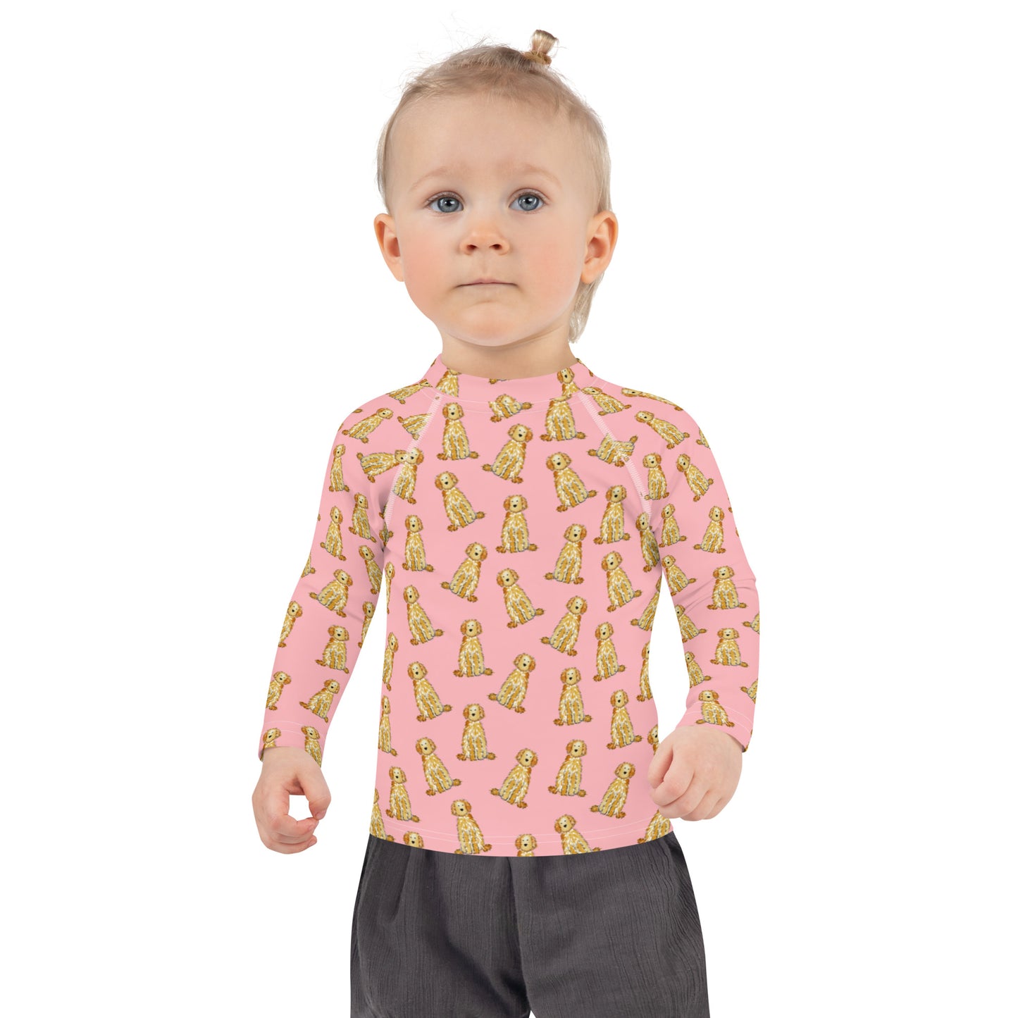 Apricot Doodle Kids Swim Rash Guard - Pink
