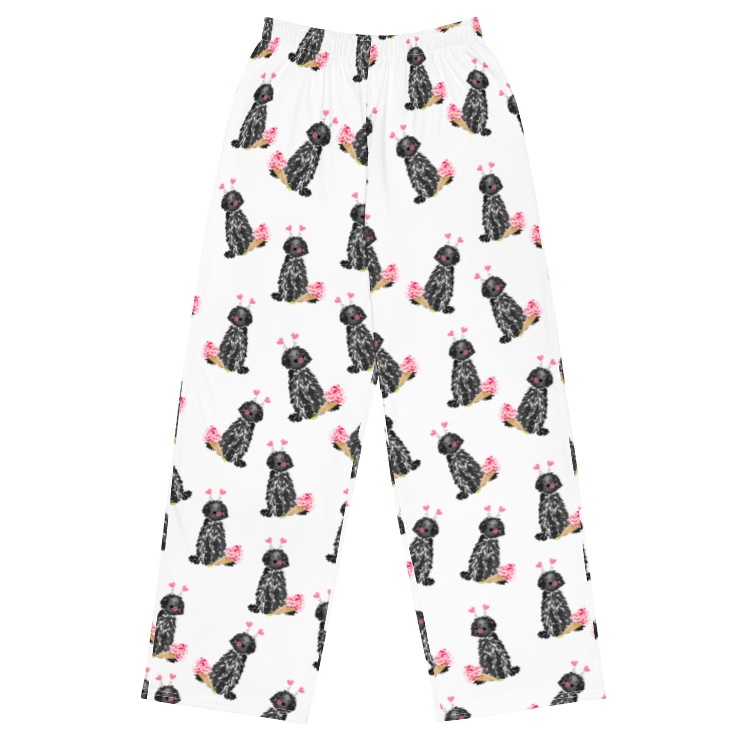 Black Lovey Dovey Doodle Pajama Pants