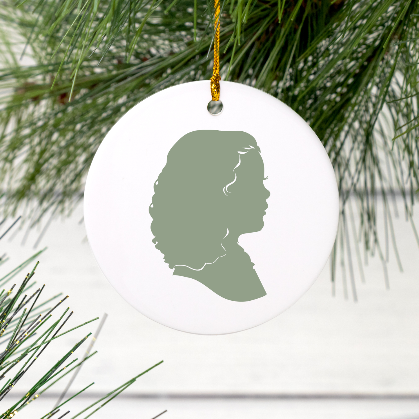 Personalized Silhouette Ceramic Ornament for Children & Pets