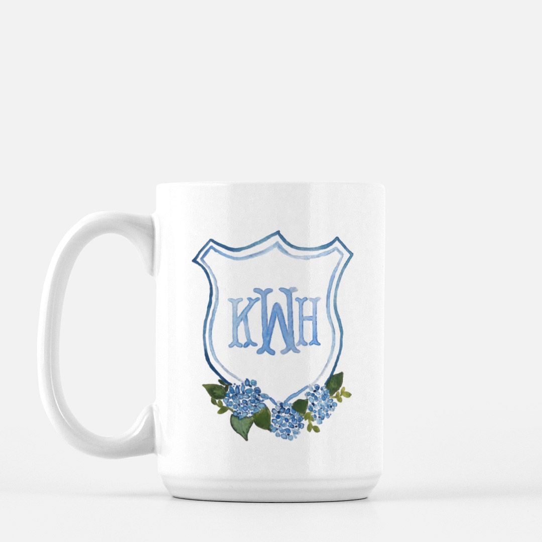 Personalized Monogram Watercolor Hydrangea Mug