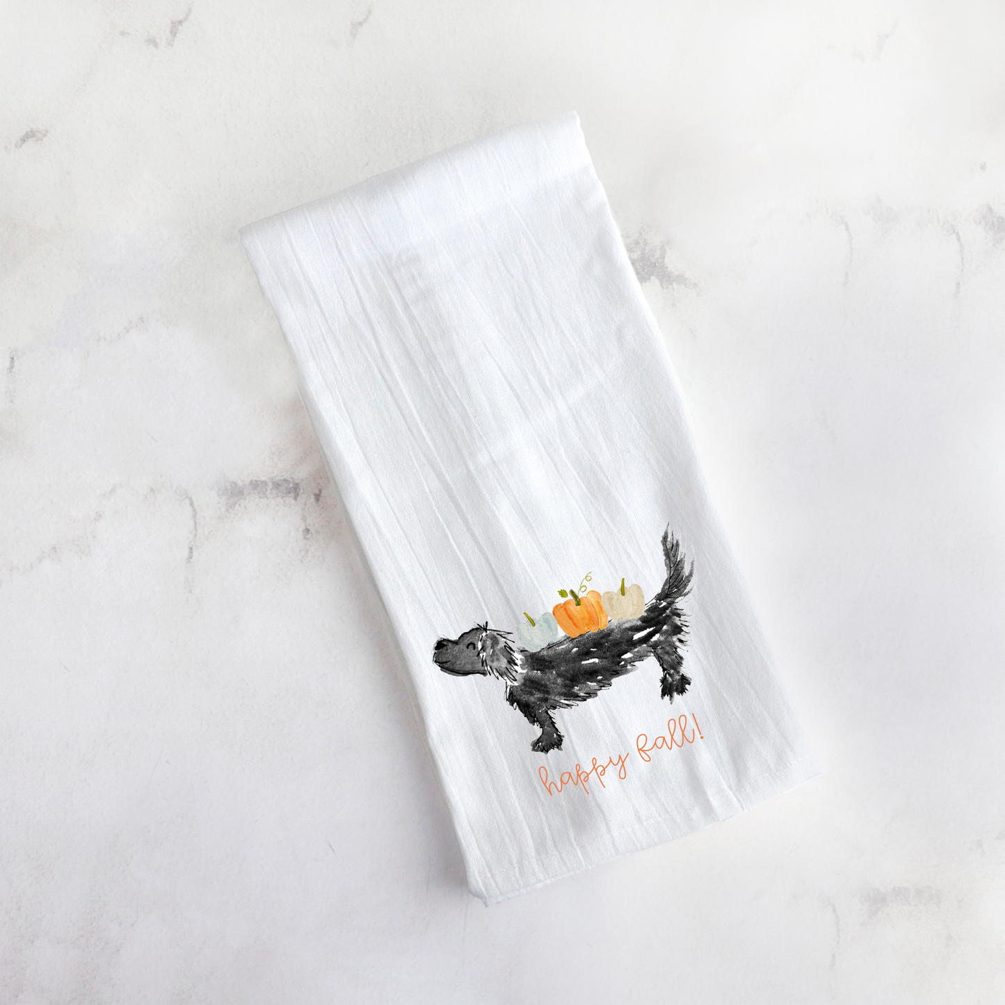 Fall Pumpkin Dachshund Tea Towel
