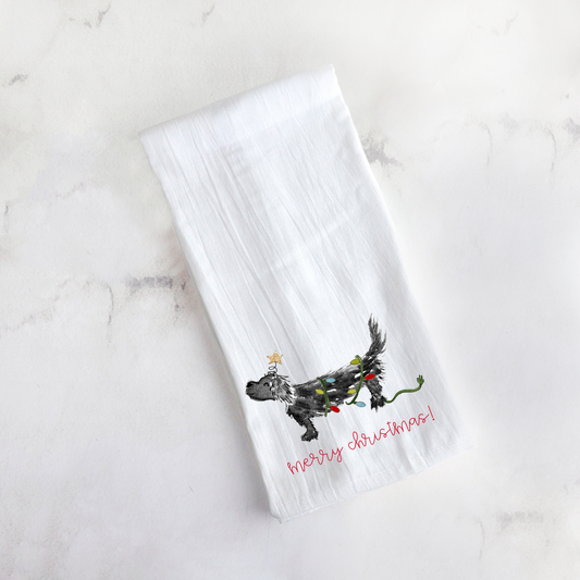 Christmas Dachshund Tea Towel