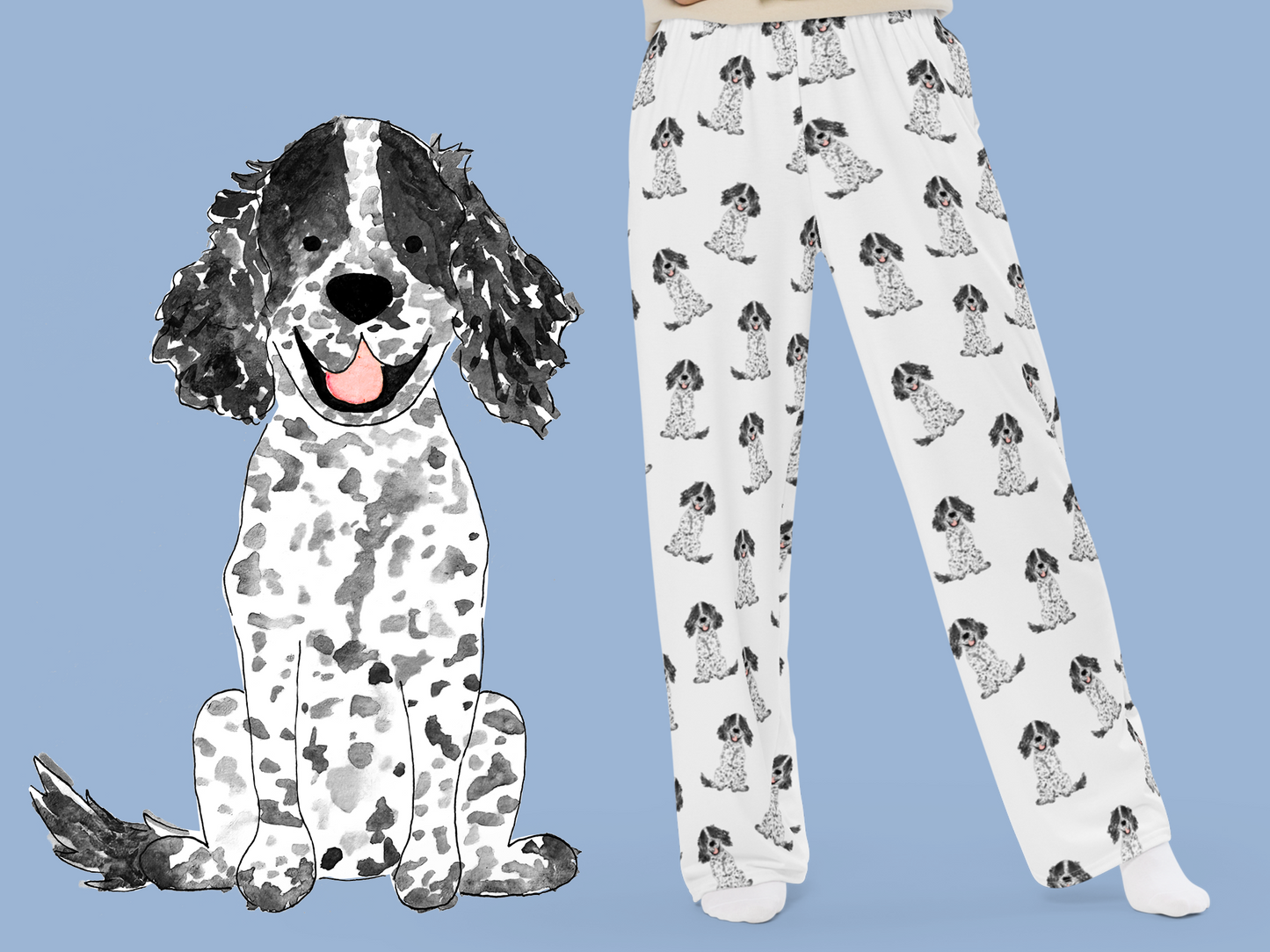 Black Parti Spaniel Pajama Pants