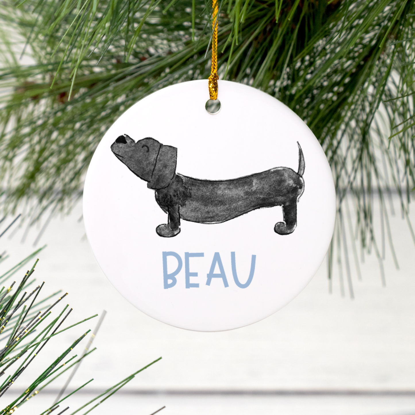 Personalized Dachshund Ceramic Ornament