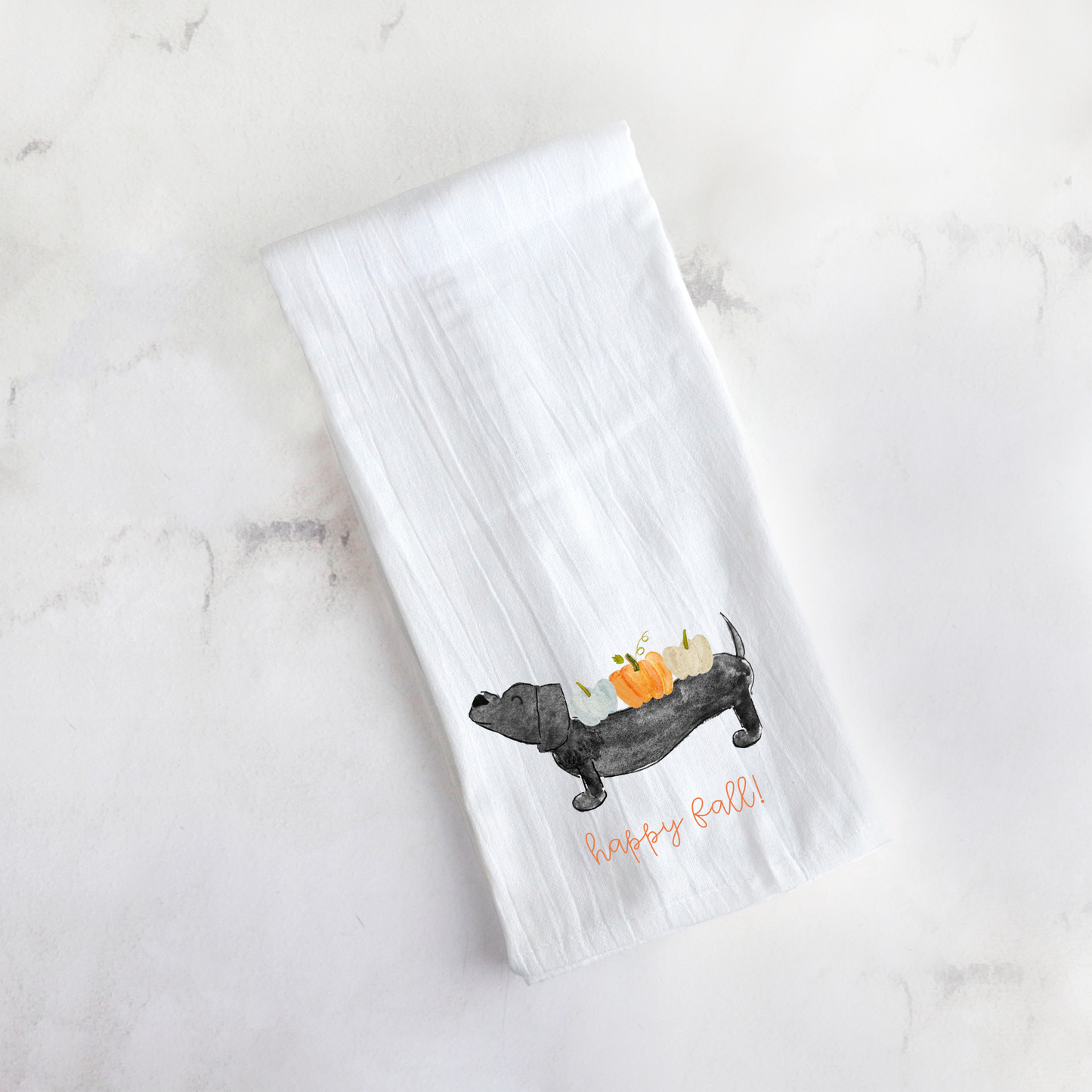 Fall Pumpkin Dachshund Tea Towel