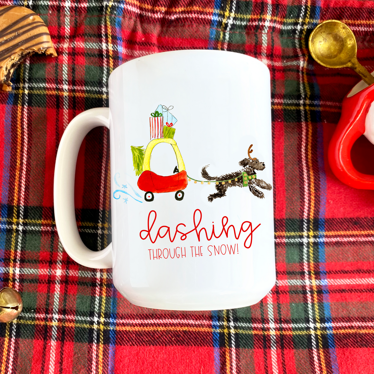 Festive Christmas Doodle Play Car Mug