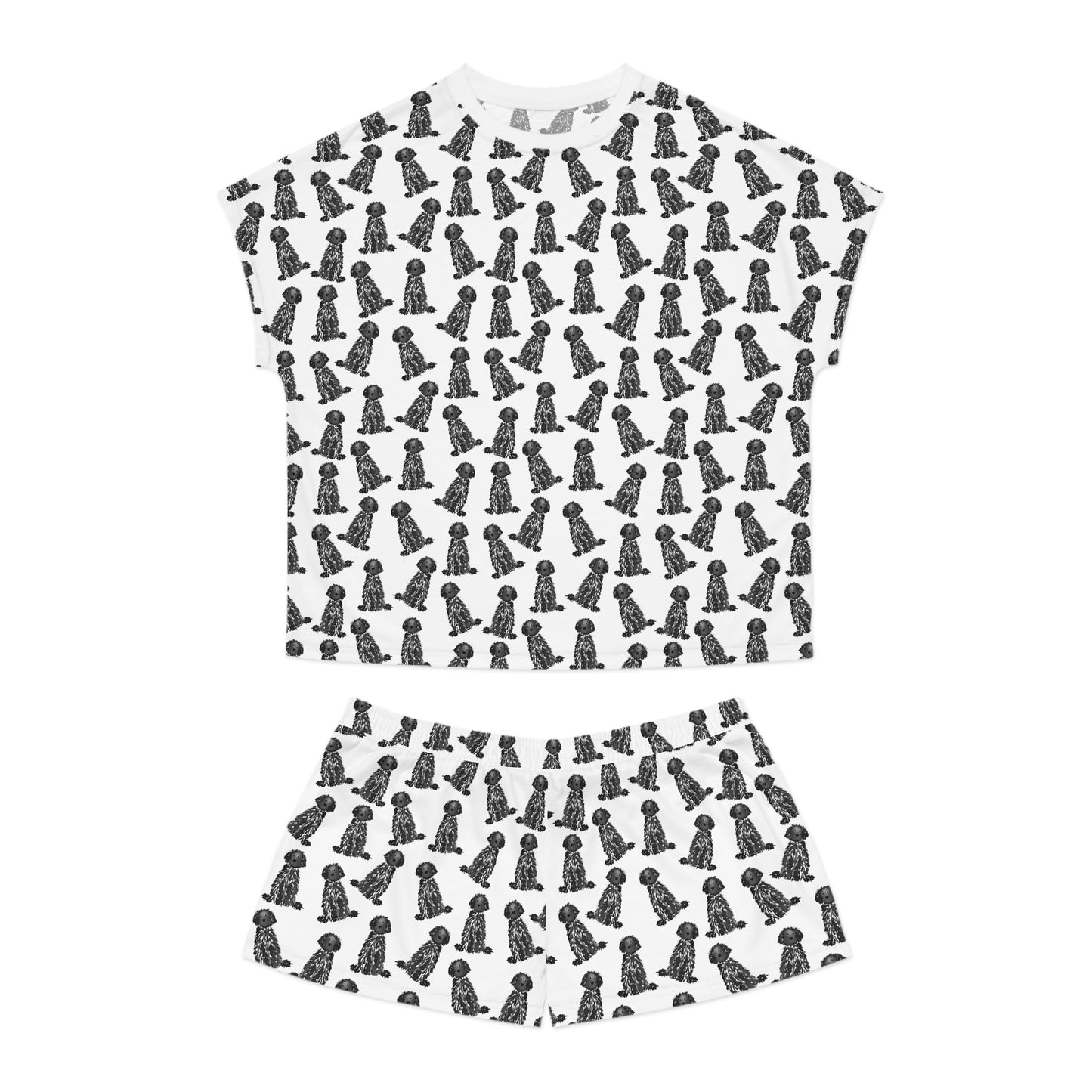 Black Doodle Short Pajama Set