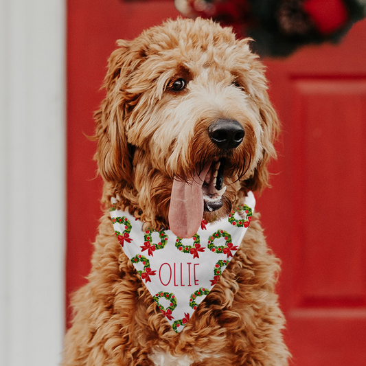 christmas wreath dog bandana