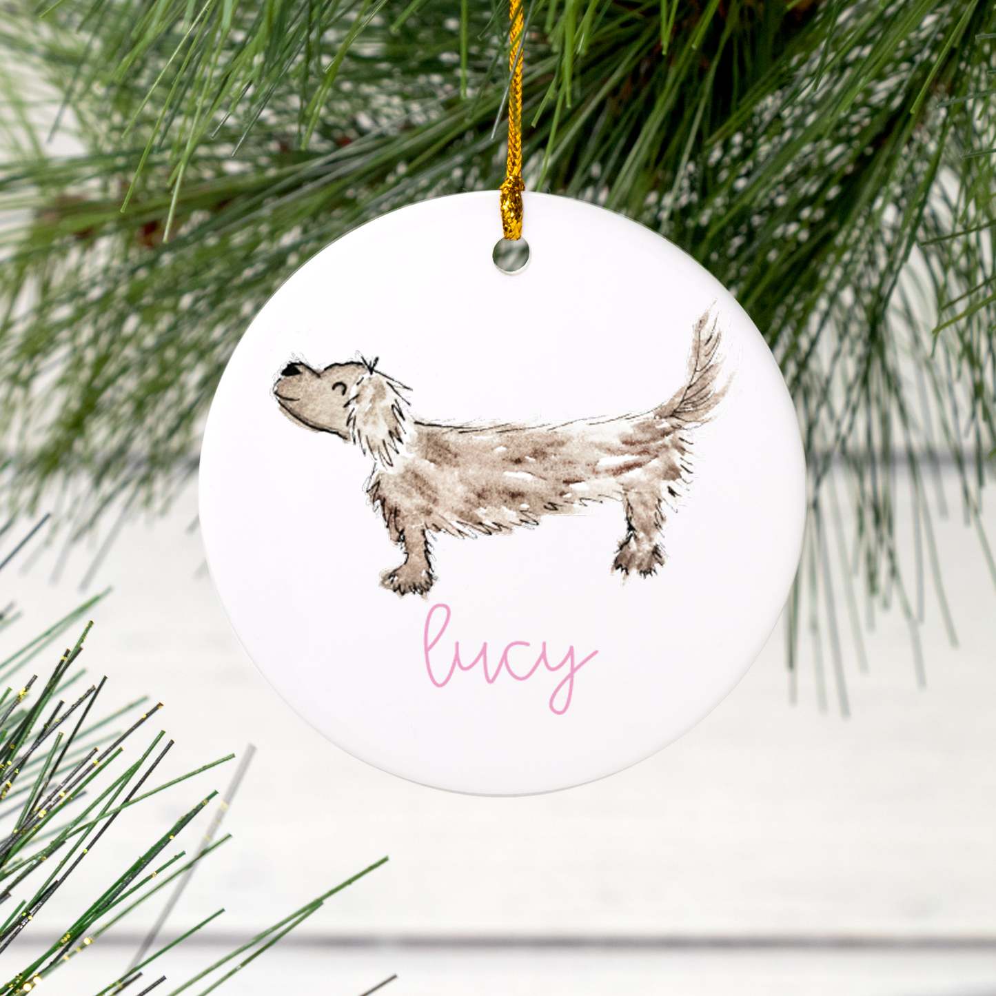 Personalized Dachshund Ceramic Ornament