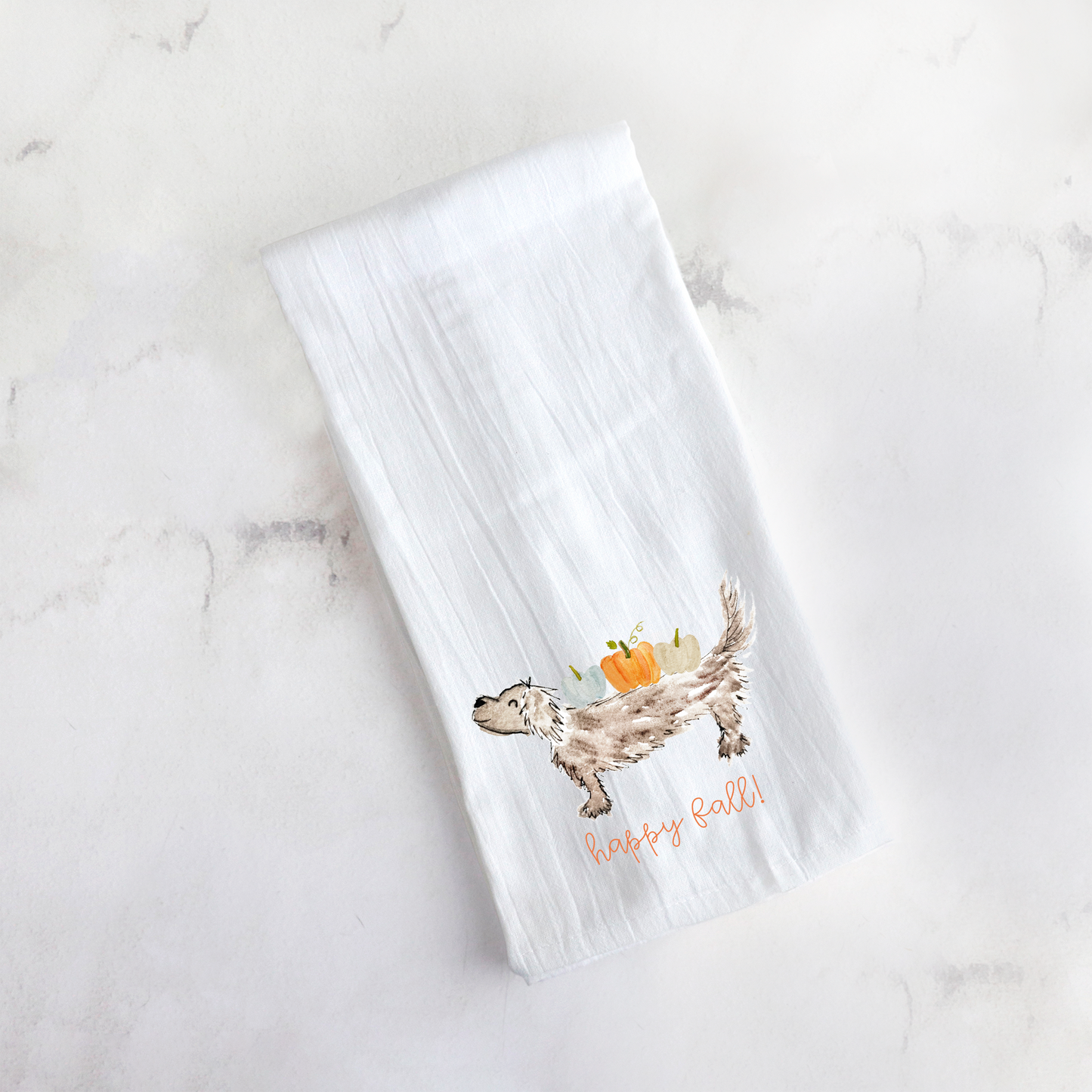Fall Pumpkin Dachshund Tea Towel