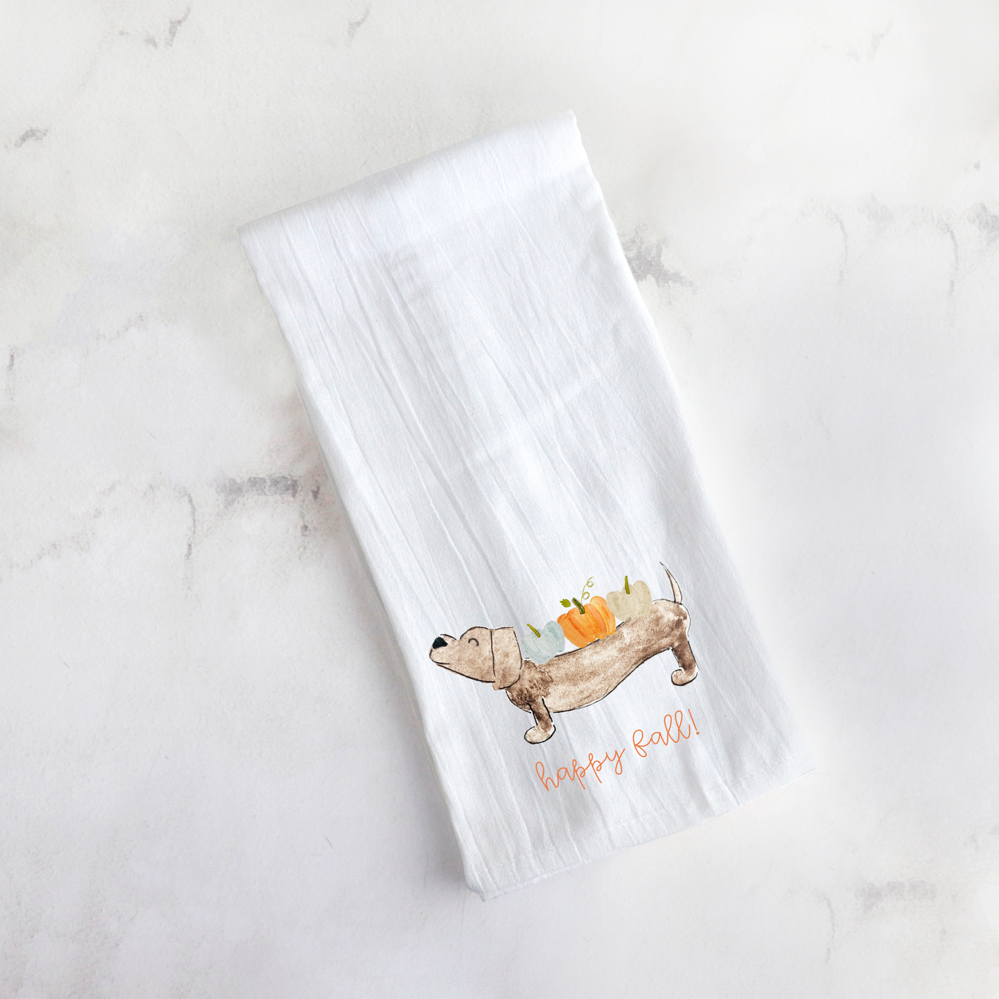 Fall Pumpkin Dachshund Tea Towel