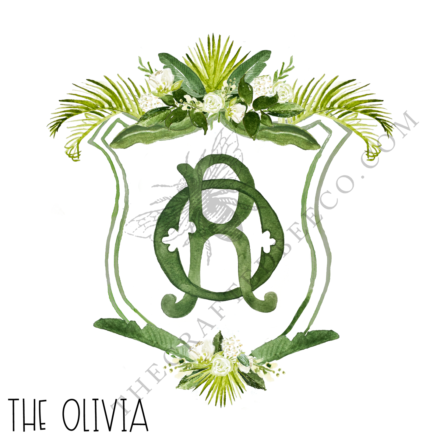 custom crest for wedding white floral palm
