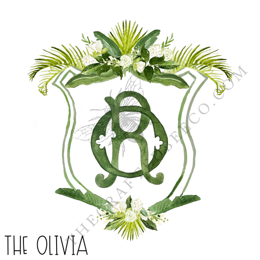 custom crest for wedding white floral palm