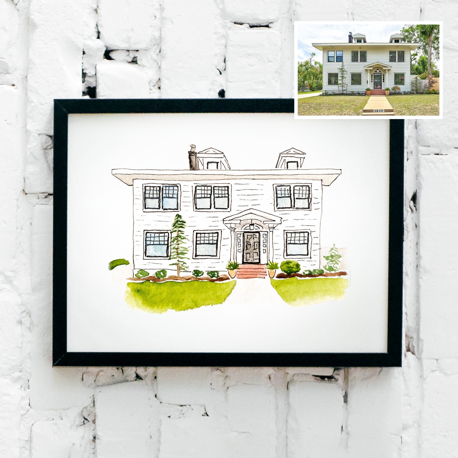 Watercolor illustration of a home – real estate closing gift
Custom home art print with street name