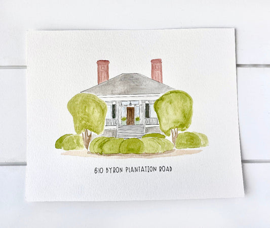 Custom watercolor house painting